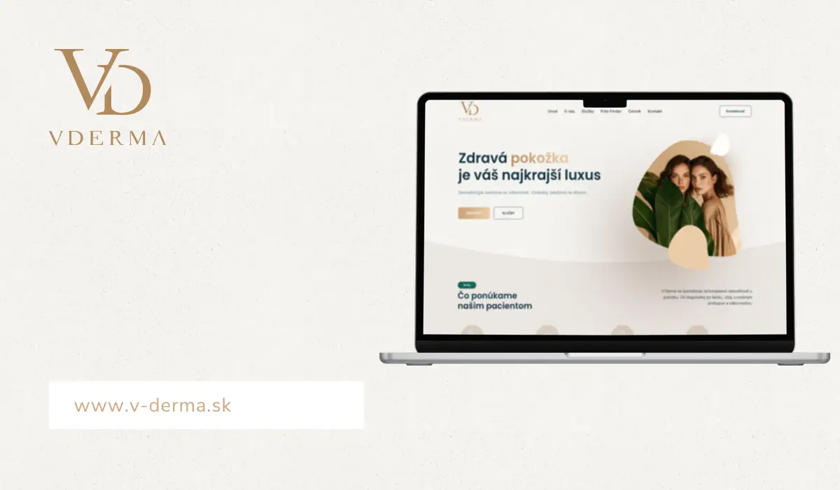 Web v-derma.sk s prezentáciou dermatologických a estetických služieb ambulancie