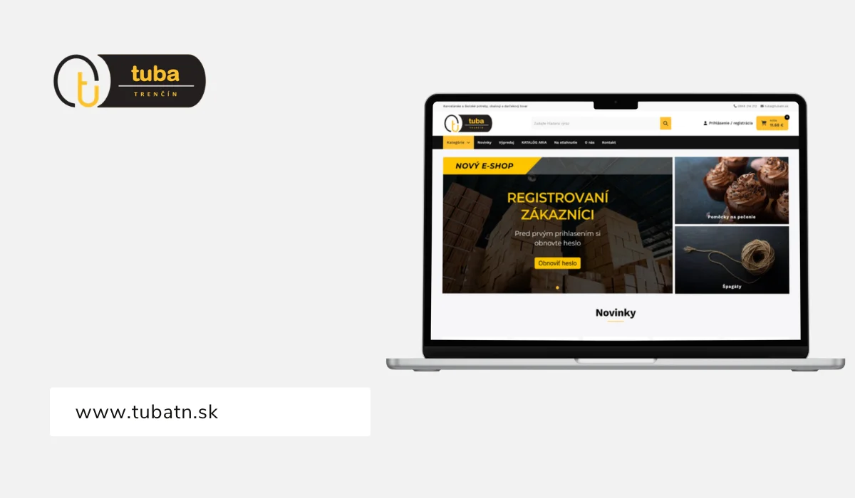 E-shop tubatn.sk s obalovým materiálom, cukrárskymi potrebami a B2B riešením