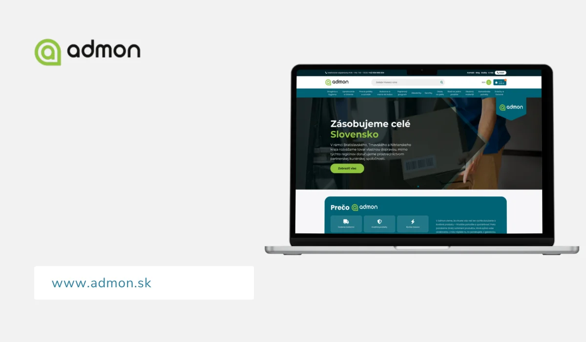 E-shop admon.sk na platforme Fultio s B2B funkciami a riešeniami na mieru