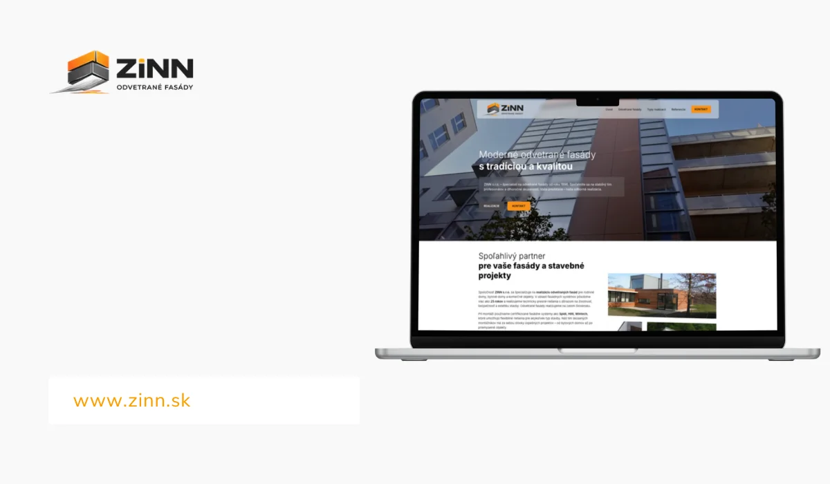 Web zinn.sk s prezentáciou odvetraných fasád a stavebných realizácií