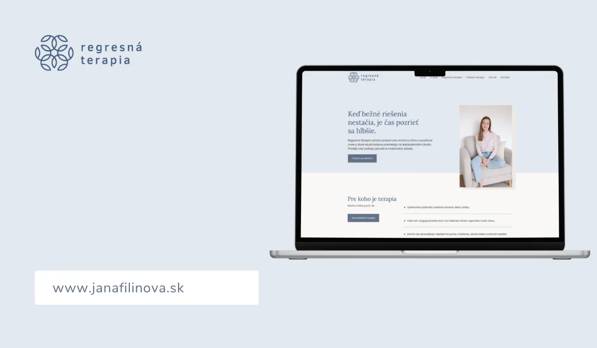 Web janafilinova.sk s prezentáciou regresnej terapie a osobného rozvoja