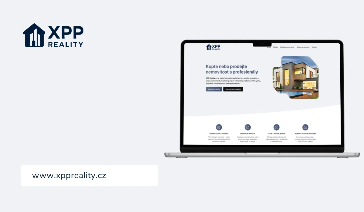 Web xppreality.cz s ponukou nehnuteľností a realitnými službami