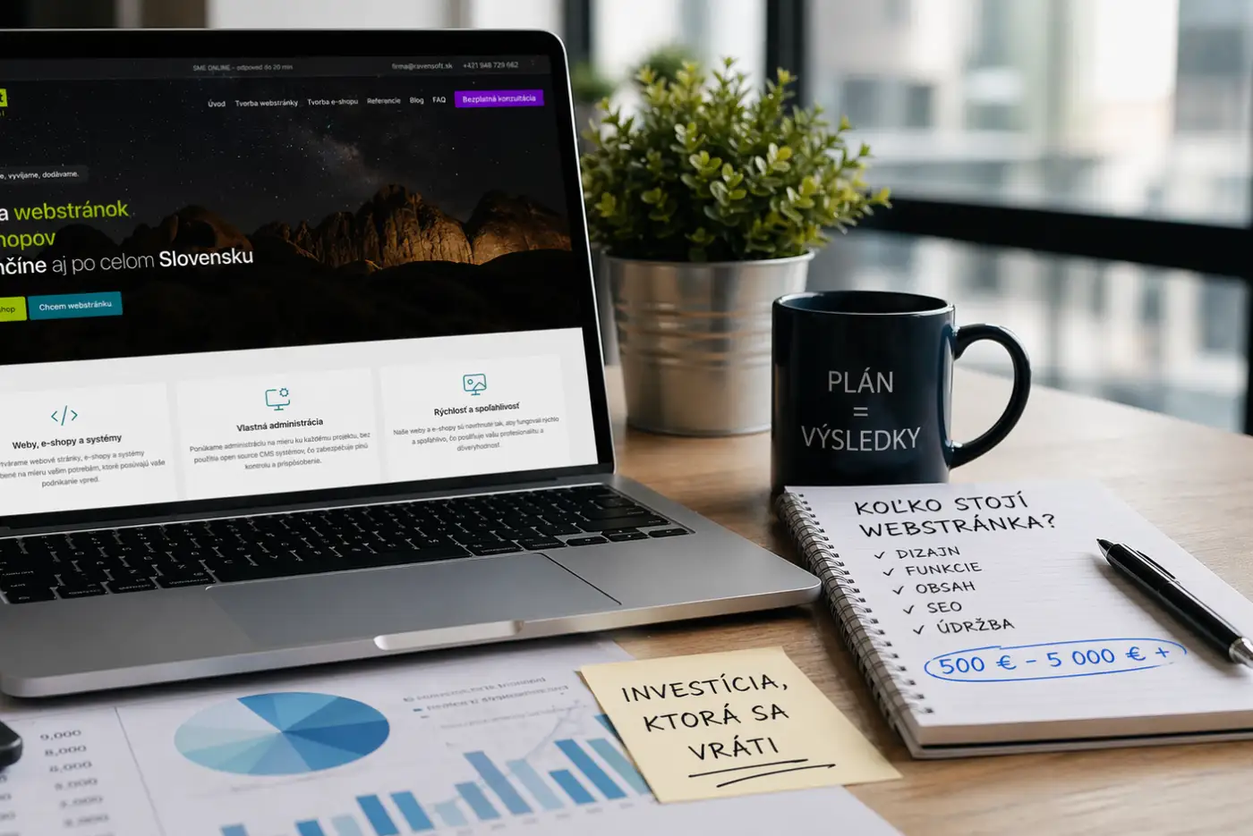 Cena webstránky a návrh webdizajnu na počítači