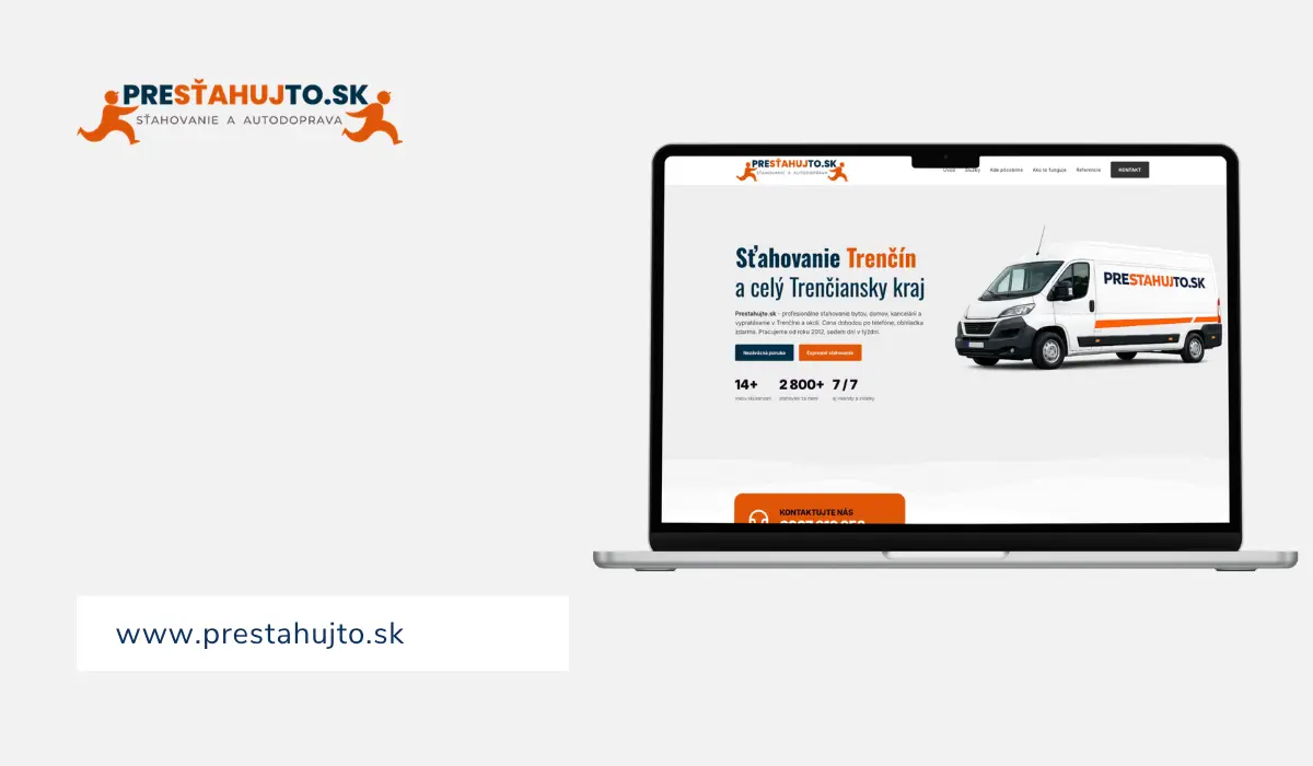 Web prestahujto.sk so sťahovacími službami pre firmy aj jednotlivcov